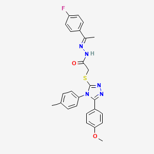 molecular formula C26H24FN5O2S B12003262 N'-[(1E)-1-(4-fluorophenyl)ethylidene]-2-{[5-(4-methoxyphenyl)-4-(4-methylphenyl)-4H-1,2,4-triazol-3-yl]sulfanyl}acetohydrazide 