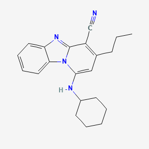molecular formula C21H24N4 B12003273 1-(Cyclohexylamino)-3-propylpyrido[1,2-a]benzimidazole-4-carbonitrile 