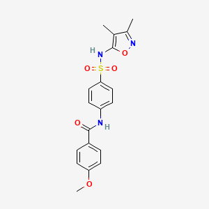 molecular formula C19H19N3O5S B12003524 N-[4-(3,4-Dimethyl-isoxazol-5-ylsulfamoyl)-phenyl]-4-methoxy-benzamide 