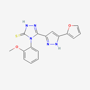 molecular formula C16H13N5O2S B1200353 3-[5-(2-furanyl)-1H-pyrazol-3-yl]-4-(2-methoxyphenyl)-1H-1,2,4-triazole-5-thione 