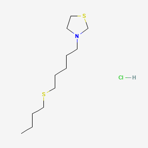 molecular formula C12H26ClNS2 B12003649 Thiazolidine, 3-(5-(butylthio)pentyl)-, hydrochloride CAS No. 41956-88-1