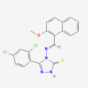 molecular formula C20H14Cl2N4OS B12003753 5-(2,4-dichlorophenyl)-4-{[(E)-(2-methoxynaphthalen-1-yl)methylidene]amino}-4H-1,2,4-triazole-3-thiol 