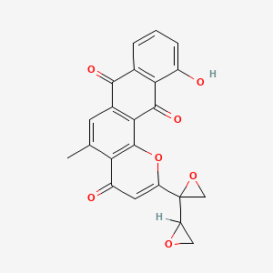 molecular formula C22H14O7 B1200390 4H-Anthra(1,2-b)pyran-4,7,12-trione, 2-(2,2'-bioxiran)-2-yl-11-hydroxy-5-methyl- CAS No. 103947-06-4
