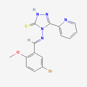 molecular formula C15H12BrN5OS B12003992 4-((5-Bromo-2-methoxybenzylidene)amino)-3-(pyridin-2-yl)-1H-1,2,4-triazole-5(4H)-thione CAS No. 497823-53-7