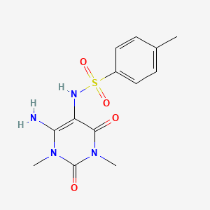 molecular formula C13H16N4O4S B12004104 n-(6-Amino-1,3-dimethyl-2,4-dioxo-1,2,3,4-tetrahydropyrimidin-5-yl)-4-methylbenzenesulfonamide CAS No. 92423-88-6