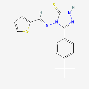 molecular formula C17H18N4S2 B12004186 5-(4-Tert-butylphenyl)-4-{[(E)-2-thienylmethylidene]amino}-4H-1,2,4-triazol-3-YL hydrosulfide 