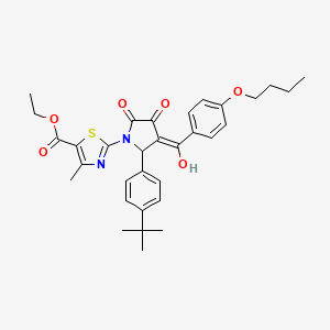 molecular formula C32H36N2O6S B12004223 Ethyl 2-[3-(4-butoxybenzoyl)-2-(4-tert-butylphenyl)-4-hydroxy-5-oxo-2,5-dihydro-1H-pyrrol-1-YL]-4-methyl-1,3-thiazole-5-carboxylate CAS No. 609796-50-1