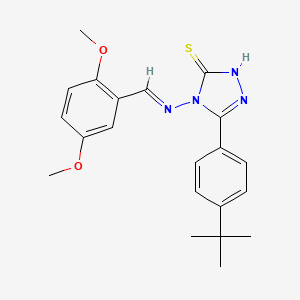 molecular formula C21H24N4O2S B12004234 5-(4-Tert-butylphenyl)-4-{[(E)-(2,5-dimethoxyphenyl)methylidene]amino}-4H-1,2,4-triazol-3-YL hydrosulfide 