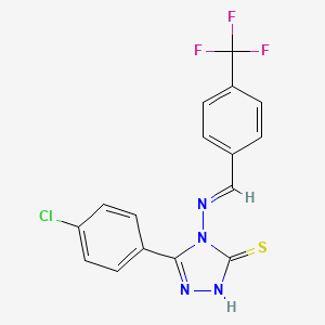 molecular formula C16H10ClF3N4S B12004236 5-(4-chlorophenyl)-4-({(E)-[4-(trifluoromethyl)phenyl]methylidene}amino)-4H-1,2,4-triazole-3-thiol 