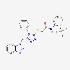 molecular formula C24H18F3N7OS B12004334 2-((5-((1H-Benzo[d][1,2,3]triazol-1-yl)methyl)-4-phenyl-4H-1,2,4-triazol-3-yl)thio)-N-(2-(trifluoromethyl)phenyl)acetamide CAS No. 539809-53-5