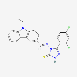 molecular formula C23H17Cl2N5S B12004349 5-(2,4-dichlorophenyl)-4-{[(E)-(9-ethyl-9H-carbazol-3-yl)methylidene]amino}-4H-1,2,4-triazol-3-yl hydrosulfide 