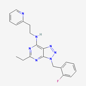 molecular formula C20H20FN7 B1200437 5-ethyl-3-[(2-fluorophenyl)methyl]-N-[2-(2-pyridinyl)ethyl]-7-triazolo[4,5-d]pyrimidinamine 