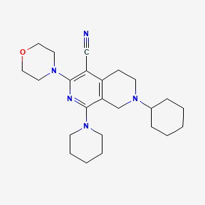 molecular formula C24H35N5O B1200438 7-cyclohexyl-3-(4-morpholinyl)-1-(1-piperidinyl)-6,8-dihydro-5H-2,7-naphthyridine-4-carbonitrile 