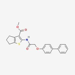 molecular formula C23H21NO4S B12004408 methyl 2-{[(biphenyl-4-yloxy)acetyl]amino}-5,6-dihydro-4H-cyclopenta[b]thiophene-3-carboxylate 