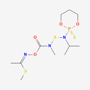 molecular formula C11H22N3O4PS3 B12004515 Ethanimidothioic acid, N-(((((1,3,2-dioxaphosphorinan-2-yl(1-methylethyl)amino)thio)methylamino)carbonyl)oxy)-, methyl ester, P-sulfide CAS No. 72542-61-1