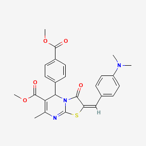 molecular formula C26H25N3O5S B12004599 Methyl 2-(4-(dimethylamino)benzylidene)-5-(4-(methoxycarbonyl)phenyl)-7-methyl-3-oxo-3,5-dihydro-2H-thiazolo[3,2-a]pyrimidine-6-carboxylate CAS No. 612078-93-0