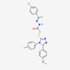 molecular formula C26H24ClN5O2S B12004758 N'-[(E)-1-(4-Chlorophenyl)ethylidene]-2-{[5-(4-methoxyphenyl)-4-(4-methylphenyl)-4H-1,2,4-triazol-3-YL]sulfanyl}acetohydrazide 