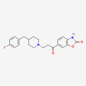 molecular formula C22H23FN2O3 B1200488 6-(3-(4-((4-Fluorophenyl)methyl)-1-piperidinyl)-1-oxopropyl)-2(3H)-benzoxazolone CAS No. 178165-43-0