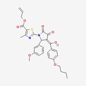 molecular formula C30H30N2O7S B12004987 allyl 2-[3-(4-butoxybenzoyl)-4-hydroxy-2-(3-methoxyphenyl)-5-oxo-2,5-dihydro-1H-pyrrol-1-yl]-4-methyl-1,3-thiazole-5-carboxylate CAS No. 609796-62-5