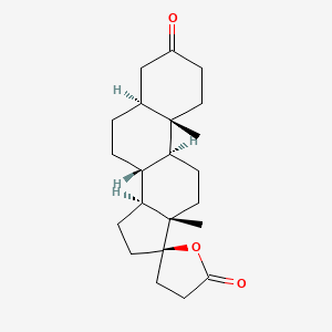 molecular formula C22H32O3 B12004997 (5S,8R,9S,10S,13S,14S,17R)-10,13-dimethylspiro[2,4,5,6,7,8,9,11,12,14,15,16-dodecahydro-1H-cyclopenta[a]phenanthrene-17,5'-oxolane]-2',3-dione CAS No. 26302-67-0
