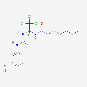 molecular formula C16H22Cl3N3O2S B12005000 N-(2,2,2-trichloro-1-{[(3-hydroxyphenyl)carbamothioyl]amino}ethyl)heptanamide 