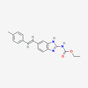 molecular formula C19H19N3O2 B12005063 Ethyl (5-(4-methylstyryl)-1H-benzo[d]imidazol-2-yl)carbamate 