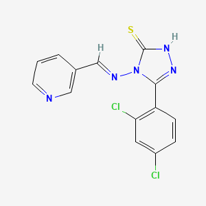 molecular formula C14H9Cl2N5S B12005127 5-(2,4-Dichlorophenyl)-4-{[(E)-3-pyridinylmethylidene]amino}-4H-1,2,4-triazol-3-YL hydrosulfide 