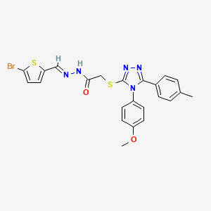 molecular formula C23H20BrN5O2S2 B12005287 N'-[(E)-(5-Bromo-2-thienyl)methylidene]-2-{[4-(4-methoxyphenyl)-5-(4-methylphenyl)-4H-1,2,4-triazol-3-YL]sulfanyl}acetohydrazide 