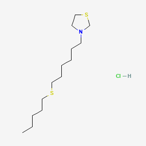 molecular formula C14H30ClNS2 B12005330 Thiazolidine, 3-(6-(pentylthio)hexyl)-, hydrochloride CAS No. 41956-97-2