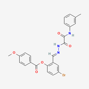 molecular formula C24H20BrN3O5 B12005387 4-bromo-2-((E)-{[oxo(3-toluidino)acetyl]hydrazono}methyl)phenyl 4-methoxybenzoate CAS No. 765278-77-1
