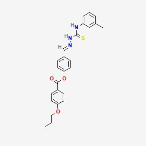 molecular formula C26H27N3O3S B12005466 4-(2-(3-Toluidinocarbothioyl)carbohydrazonoyl)phenyl 4-butoxybenzoate CAS No. 765275-12-5
