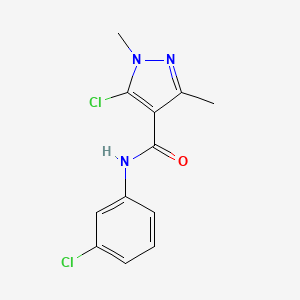 molecular formula C12H11Cl2N3O B12005605 1H-Pyrazole-4-carboxamide, 5-chloro-N-(3-chlorophenyl)-1,3-dimethyl- CAS No. 64174-46-5