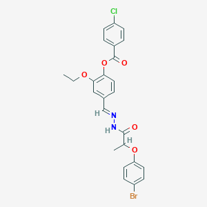 molecular formula C25H22BrClN2O5 B12005778 4-(2-(2-(4-BR-Phenoxy)propanoyl)carbohydrazonoyl)2-ethoxyphenyl 4-chlorobenzoate CAS No. 765289-92-7
