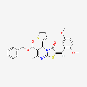 molecular formula C28H24N2O5S2 B12005908 Benzyl 2-(2,5-dimethoxybenzylidene)-7-methyl-3-oxo-5-(thiophen-2-yl)-3,5-dihydro-2H-thiazolo[3,2-a]pyrimidine-6-carboxylate CAS No. 617697-01-5