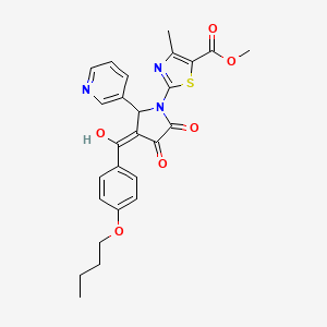 molecular formula C26H25N3O6S B12006043 Methyl 2-(3-(4-butoxybenzoyl)-4-hydroxy-5-oxo-2-(3-pyridinyl)-2,5-dihydro-1H-pyrrol-1-YL)-4-methyl-1,3-thiazole-5-carboxylate CAS No. 617695-39-3