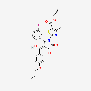 molecular formula C29H27FN2O6S B12006088 Allyl 2-[3-(4-butoxybenzoyl)-2-(3-fluorophenyl)-4-hydroxy-5-oxo-2,5-dihydro-1H-pyrrol-1-YL]-4-methyl-1,3-thiazole-5-carboxylate CAS No. 617695-32-6