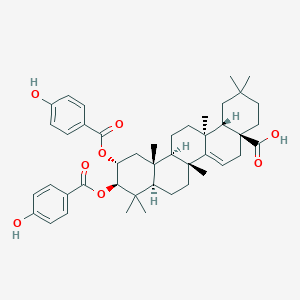 molecular formula C44H56O8 B120063 2alpha-Hydroxymaprounic acid 2,3-bis-p-hydroxybenzoate CAS No. 155510-78-4