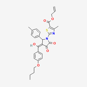 molecular formula C30H30N2O6S B12006436 Allyl 2-[3-(4-butoxybenzoyl)-4-hydroxy-2-(4-methylphenyl)-5-oxo-2,5-dihydro-1H-pyrrol-1-YL]-4-methyl-1,3-thiazole-5-carboxylate CAS No. 609795-64-4