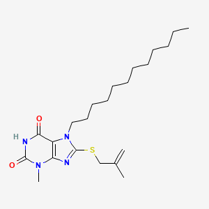 molecular formula C22H36N4O2S B12006599 7-Dodecyl-3-methyl-8-(2-methylprop-2-enylsulfanyl)purine-2,6-dione 