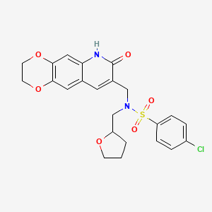 4-chloro-N-[(7-oxo-3,6-dihydro-2H-[1,4]dioxino[2,3-g]quinolin-8-yl)methyl]-N-(2-oxolanylmethyl)benzenesulfonamide