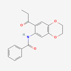 molecular formula C18H17NO4 B1200669 N-(7-propanoyl-2,3-dihydro-1,4-benzodioxin-6-yl)benzamide 