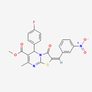 molecular formula C22H16FN3O5S B12006775 methyl (2E)-5-(4-fluorophenyl)-7-methyl-2-(3-nitrobenzylidene)-3-oxo-2,3-dihydro-5H-[1,3]thiazolo[3,2-a]pyrimidine-6-carboxylate 