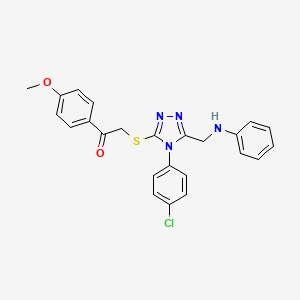 molecular formula C24H21ClN4O2S B12006864 2-((4-(4-Chlorophenyl)-5-((phenylamino)methyl)-4H-1,2,4-triazol-3-yl)thio)-1-(4-methoxyphenyl)ethanone CAS No. 618441-39-7