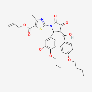 molecular formula C34H38N2O8S B12006967 Allyl 2-[3-(4-butoxybenzoyl)-2-(4-butoxy-3-methoxyphenyl)-4-hydroxy-5-oxo-2,5-dihydro-1H-pyrrol-1-YL]-4-methyl-1,3-thiazole-5-carboxylate 