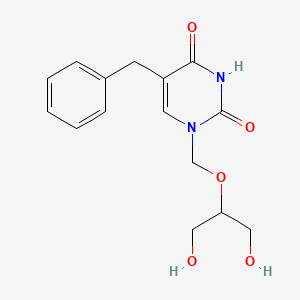 molecular formula C15H18N2O5 B1200703 1-((2-Hydroxy-1-(hydroxymethyl)ethoxy)methyl)-5-benzyluracil CAS No. 96328-44-8
