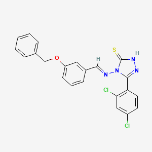 molecular formula C22H16Cl2N4OS B12007195 4-({(E)-[3-(benzyloxy)phenyl]methylidene}amino)-5-(2,4-dichlorophenyl)-4H-1,2,4-triazole-3-thiol 