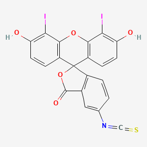 molecular formula C21H9I2NO5S B1200722 Spiro(isobenzofuran-1(3H),9'-(9H)xanthen)-3-one, 3',6'-dihydroxy-4',5'-diiodo-5-isothiocyanato- CAS No. 76391-89-4