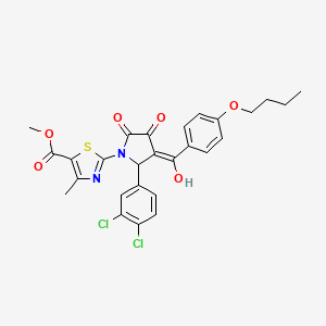 molecular formula C27H24Cl2N2O6S B12007225 Methyl 2-(3-(4-butoxybenzoyl)-2-(3,4-dichlorophenyl)-4-hydroxy-5-oxo-2,5-dihydro-1H-pyrrol-1-yl)-4-methylthiazole-5-carboxylate CAS No. 617695-40-6