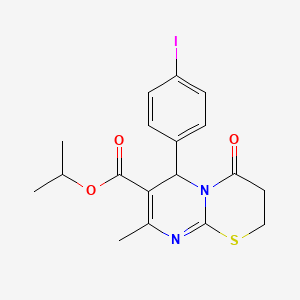 molecular formula C18H19IN2O3S B12007230 isopropyl 6-(4-iodophenyl)-8-methyl-4-oxo-3,4-dihydro-2H,6H-pyrimido[2,1-b][1,3]thiazine-7-carboxylate CAS No. 617694-70-9