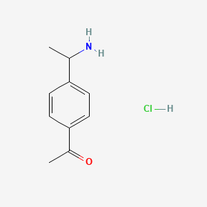 molecular formula C10H14ClNO B12007270 1-[4-(1-Aminoethyl)phenyl]ethanone hydrochloride 
